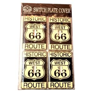 Rustic Metal Historic West US Route 66 Switch Plate Cover Antique White Black